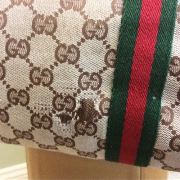 Gucci Signature Brown Canvas Tote w/ FOB Charms - Picture 4 of 6